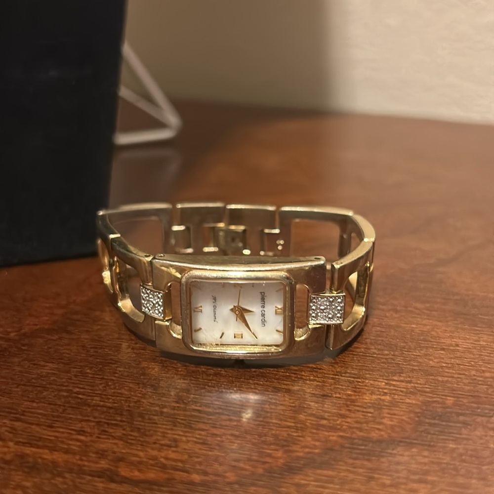 Gold Tone Rectangular Face Watch - Picture 6 of 9
